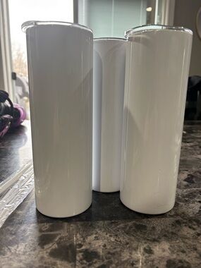Set of 3 White Cylinder Tumblers